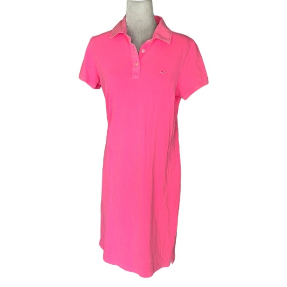 Vineyard Vines Hot Neon Pink Pique Polo Dress - M - Picture 2 of 11